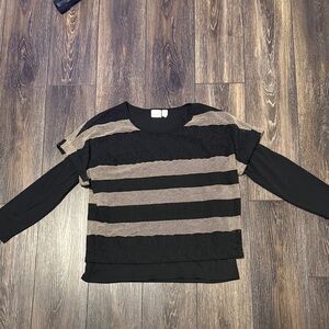 Striped Black and Tan Women’s Chico’s  Top size 2